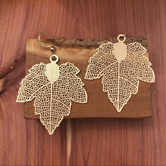 FREE when bundled! Gold Leaf Drop Earrings! - Picture 2 of 6